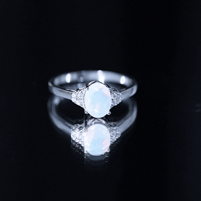 Classic 6X8 mm Ethiopian Opal Oval Engagement Ring