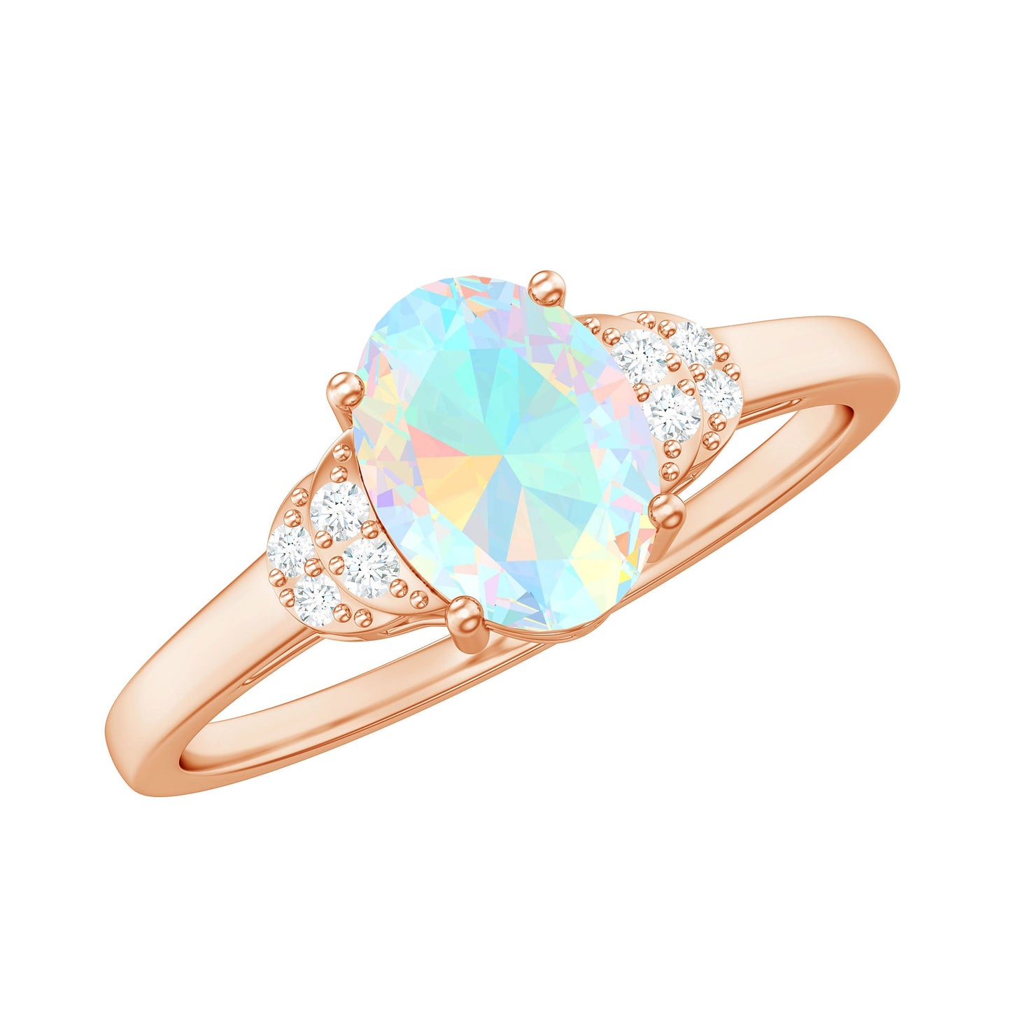 Classic 6X8 mm Ethiopian Opal Oval Engagement Ring