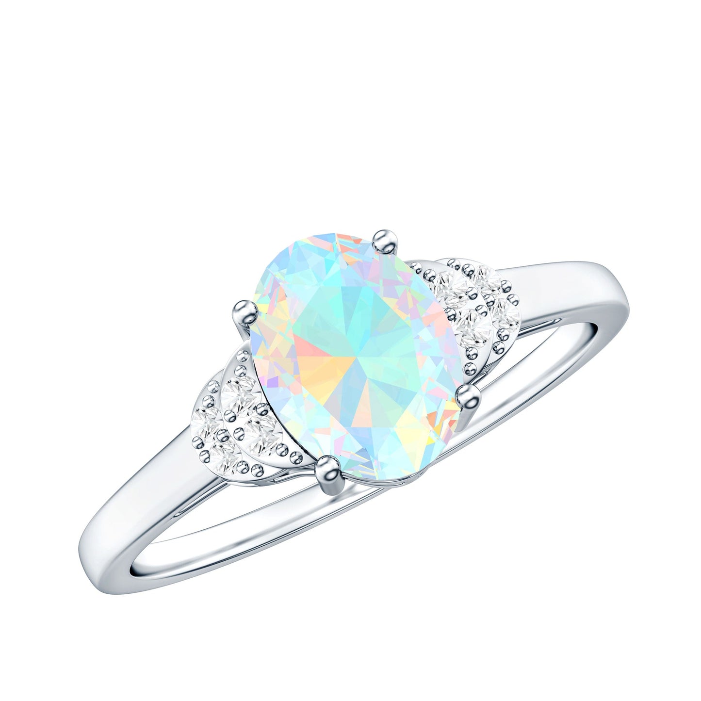 Classic 6X8 mm Ethiopian Opal Oval Engagement Ring