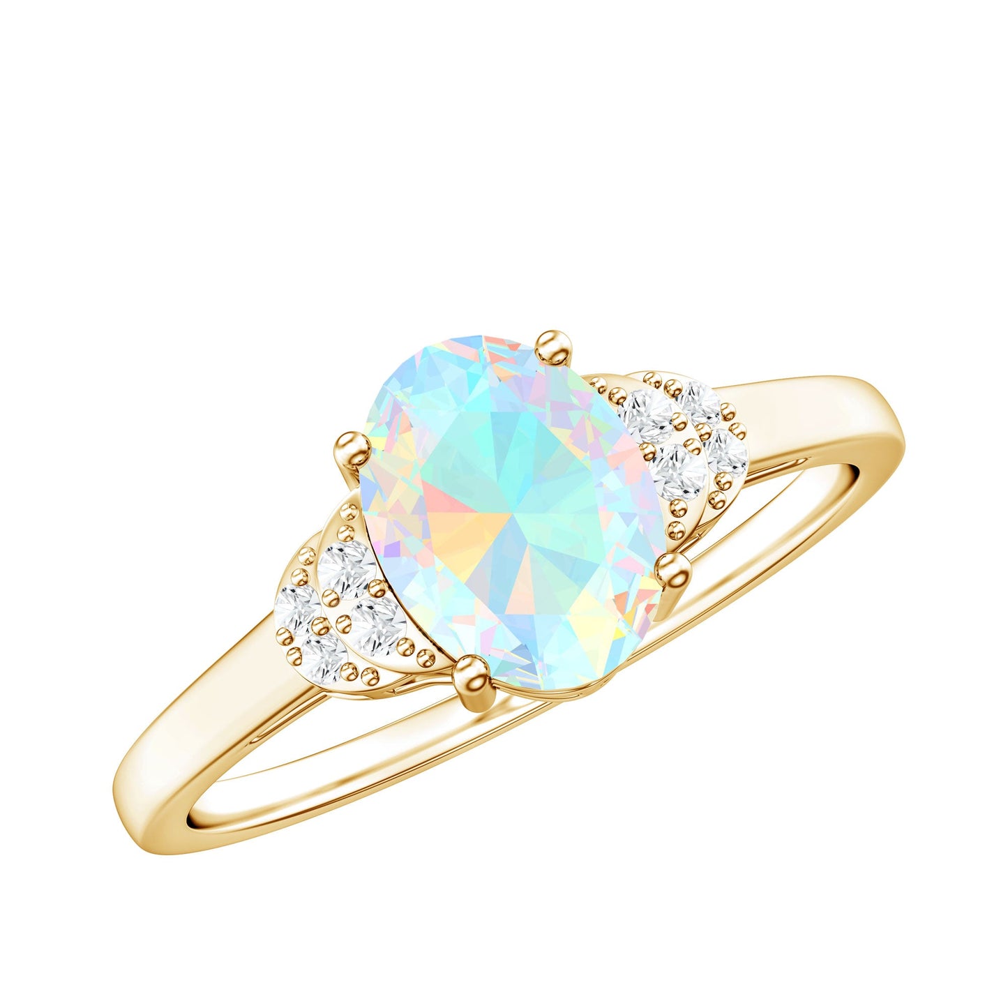 Classic 6X8 mm Ethiopian Opal Oval Engagement Ring