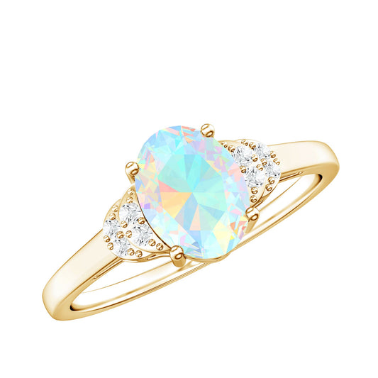 Classic 6X8 mm Ethiopian Opal Oval Engagement Ring