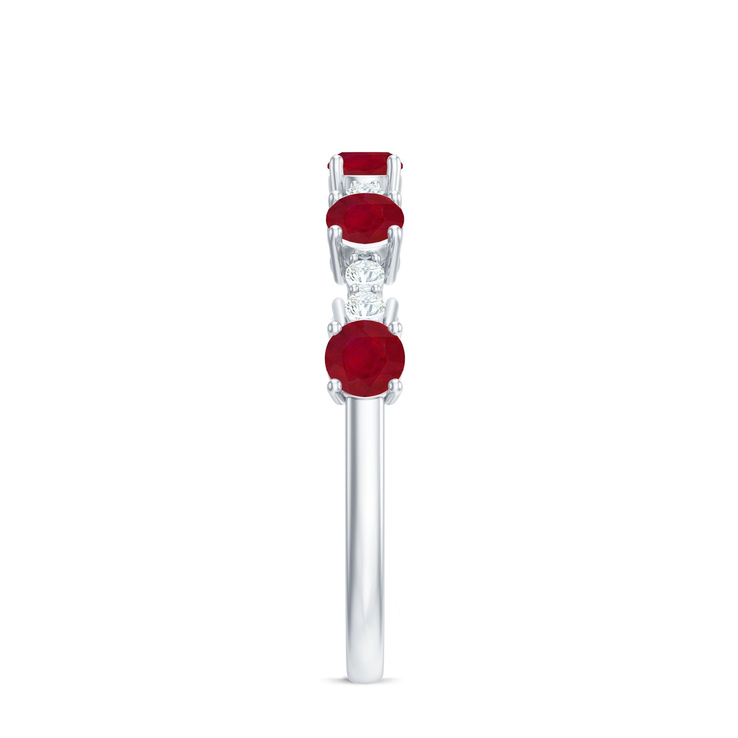 Real Ruby Diamond Half Eternity Ring for Anniversary