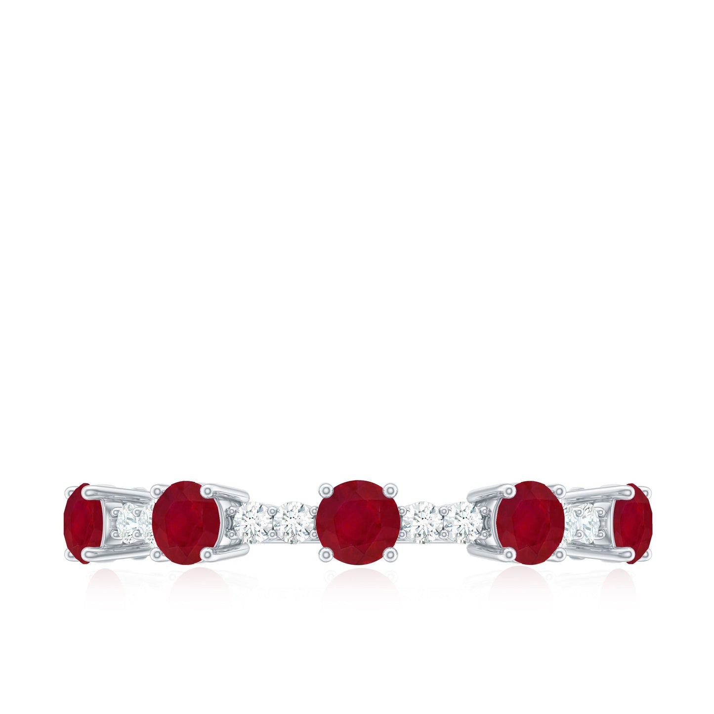 Real Ruby Diamond Half Eternity Ring for Anniversary