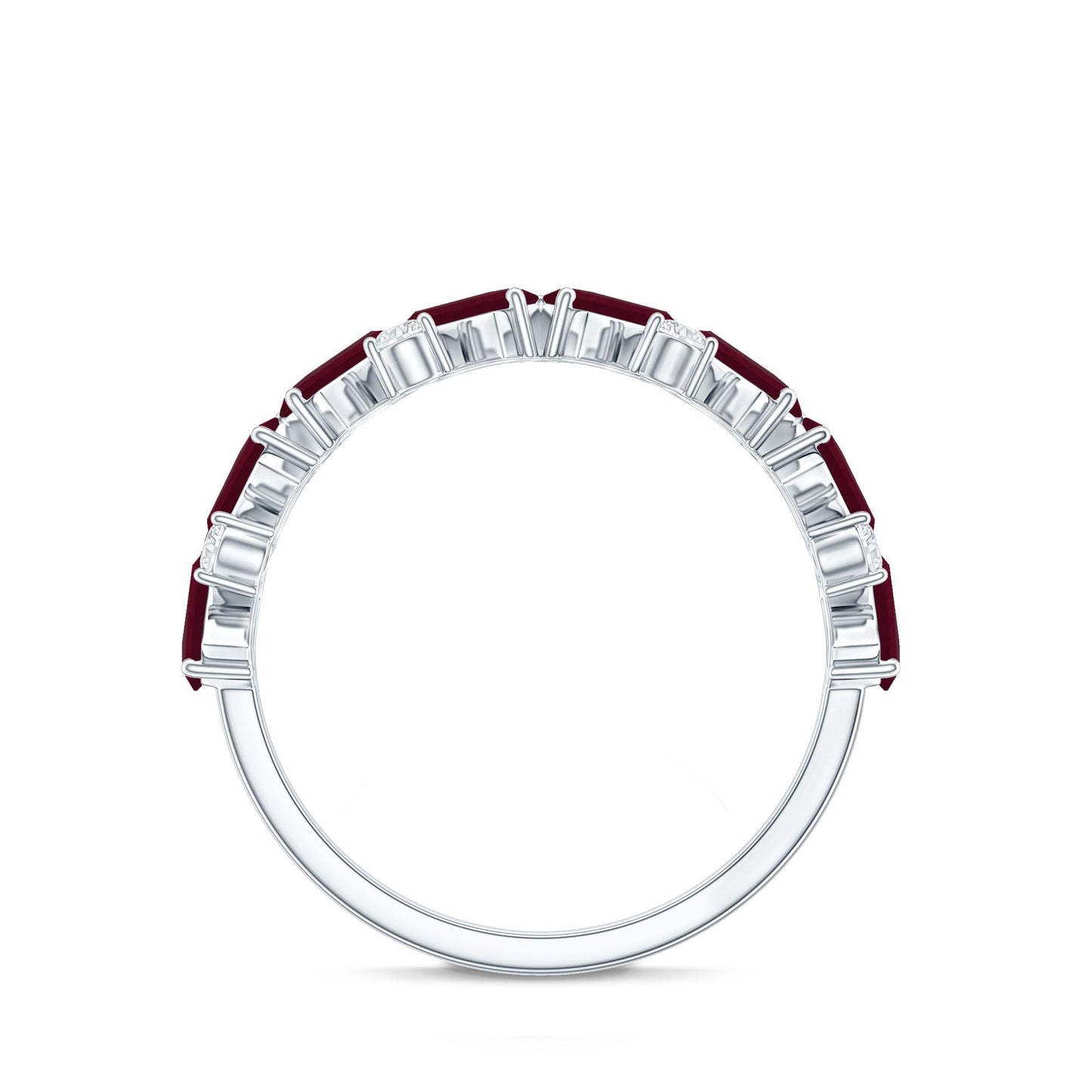 Certified Real Ruby Half Eternity Ring with Moissanite