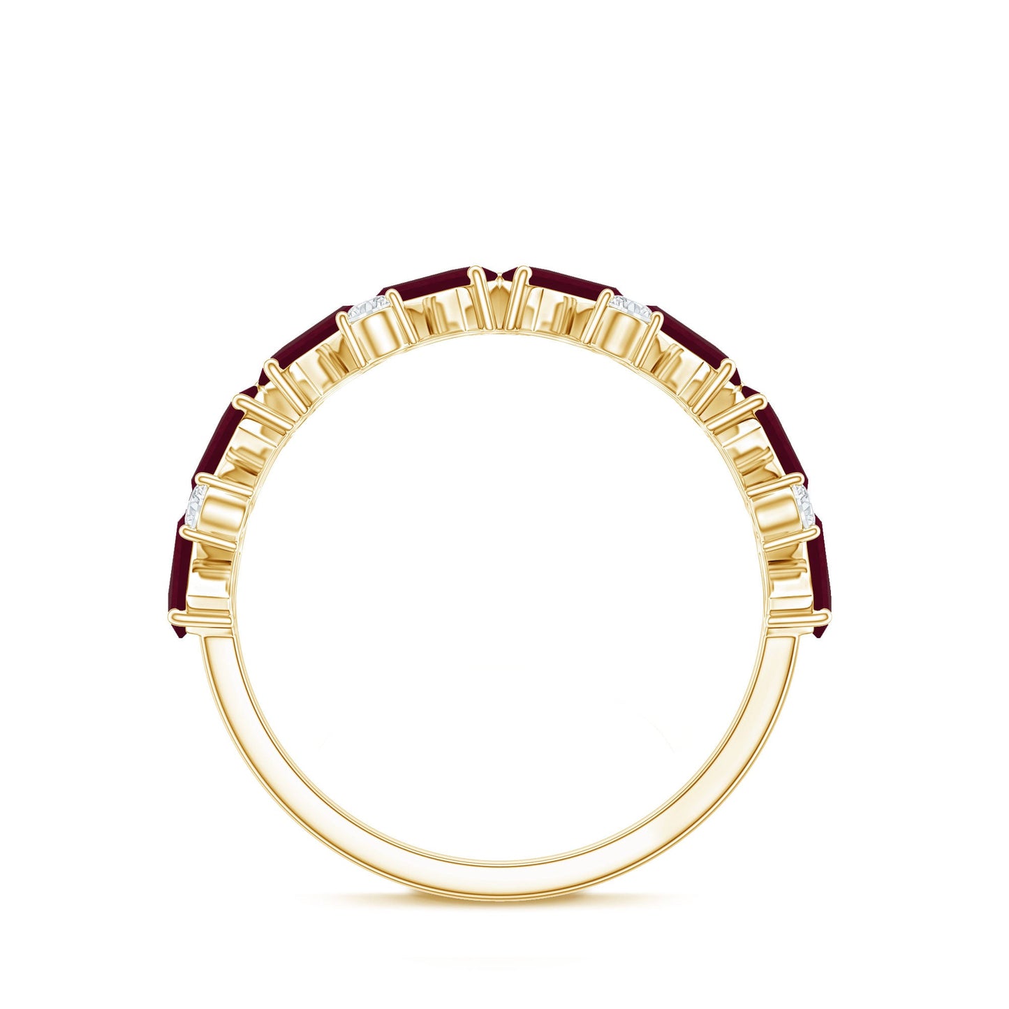 Certified Real Ruby Half Eternity Ring with Moissanite