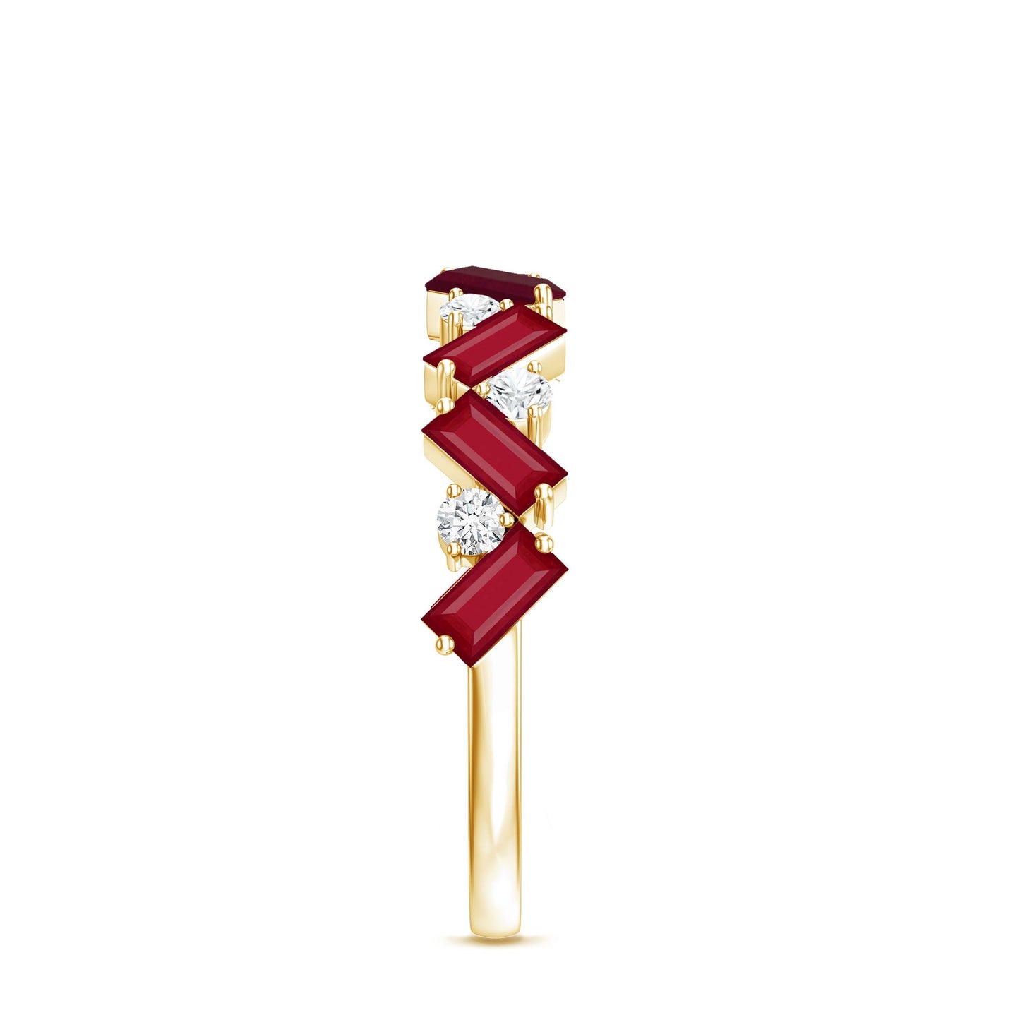 Certified Real Ruby Half Eternity Ring with Moissanite