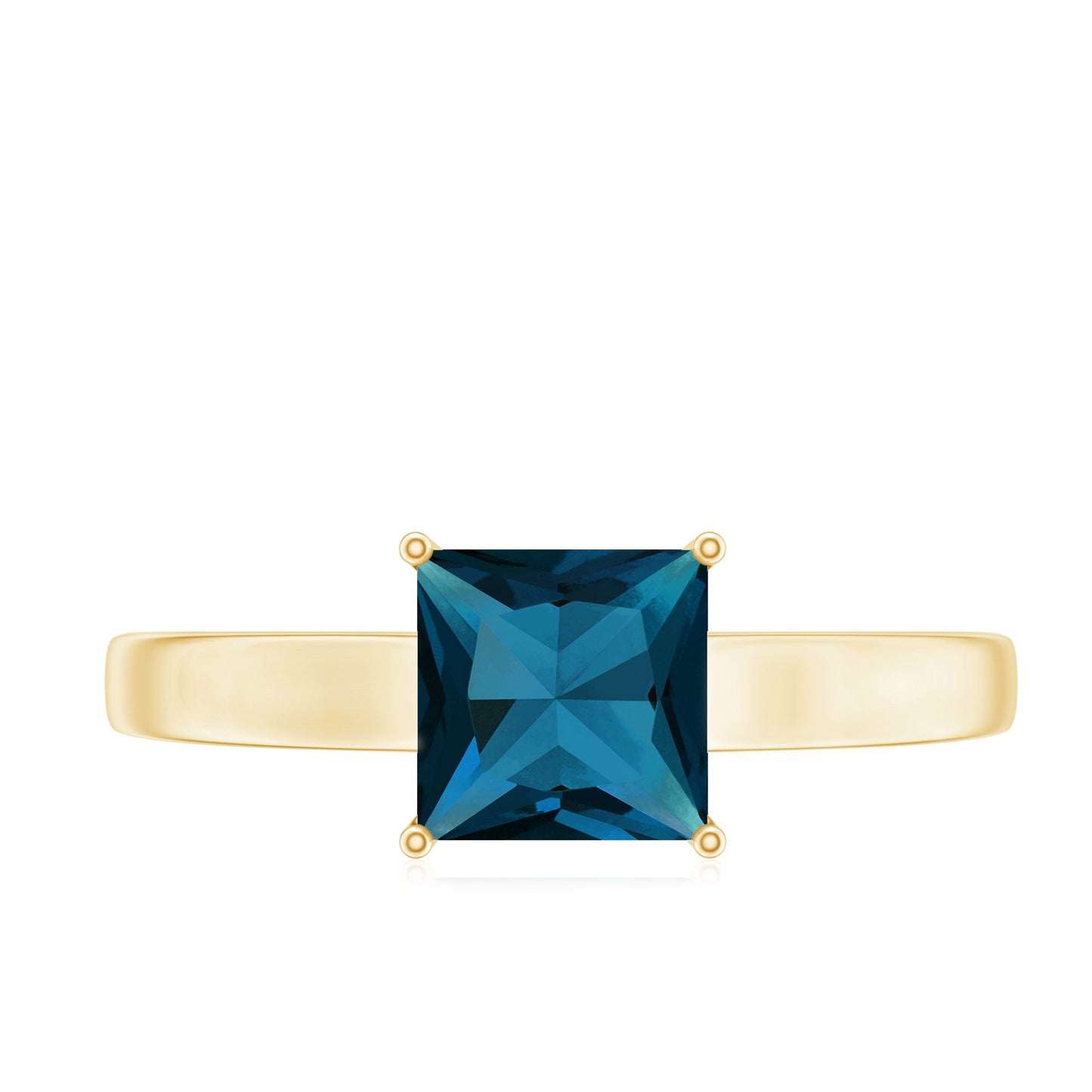 6mm Square Cut London Blue Topaz Solitaire Ring