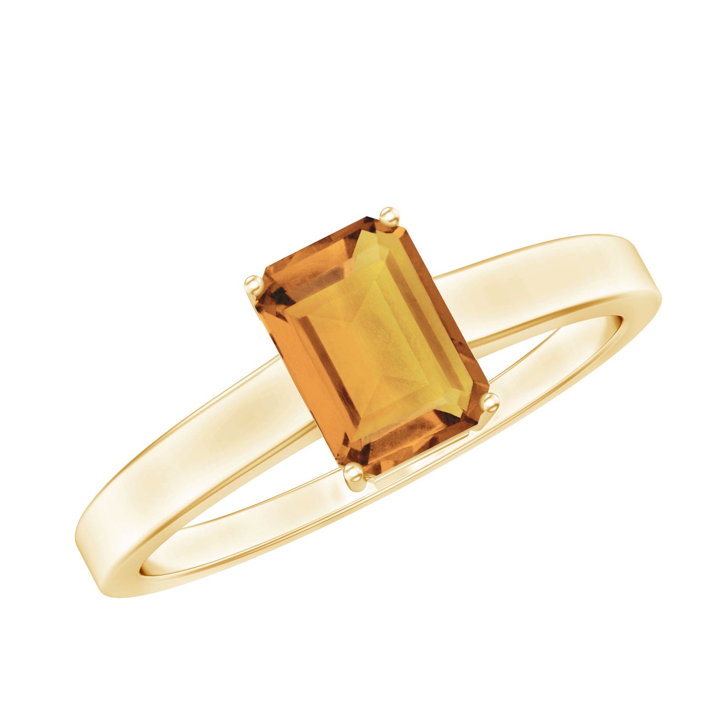Natural 6X8mm Citrine Solitaire Emerald Cut Engagement Ring