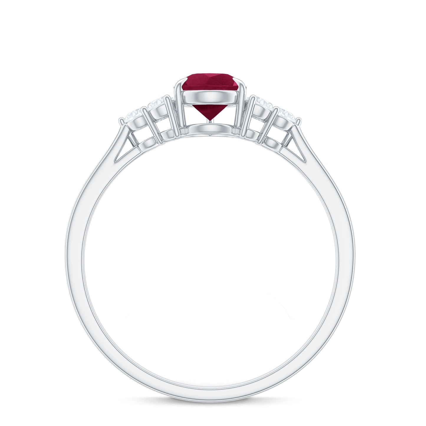 Natural 0.8 Carat Ruby Pear Shaped Engagement Ring with Diamond