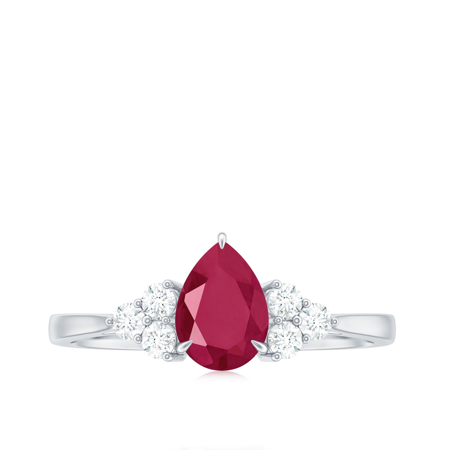 Natural 0.8 Carat Ruby Pear Shaped Engagement Ring with Diamond