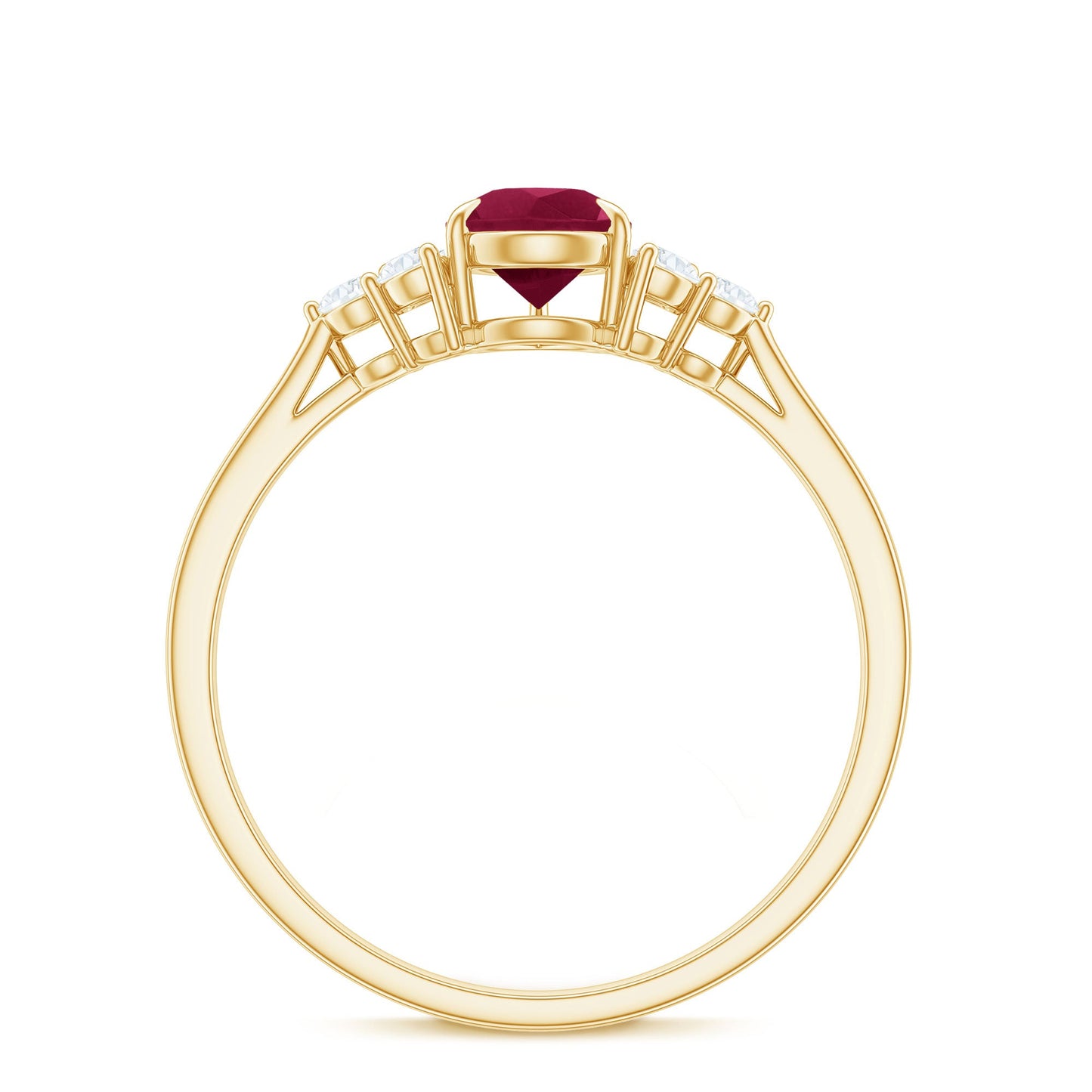 Natural 0.8 Carat Ruby Pear Shaped Engagement Ring with Diamond