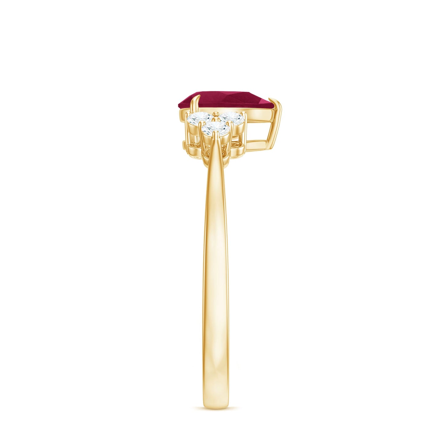 Natural 0.8 Carat Ruby Pear Shaped Engagement Ring with Diamond