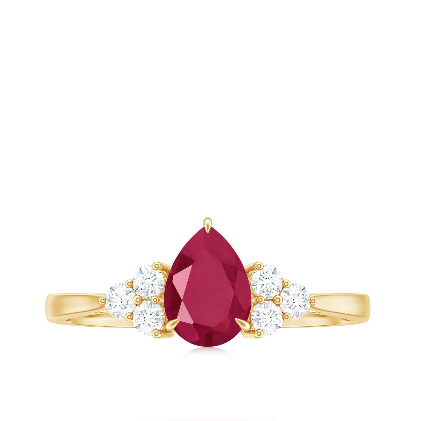 Natural 0.8 Carat Ruby Pear Shaped Engagement Ring with Diamond