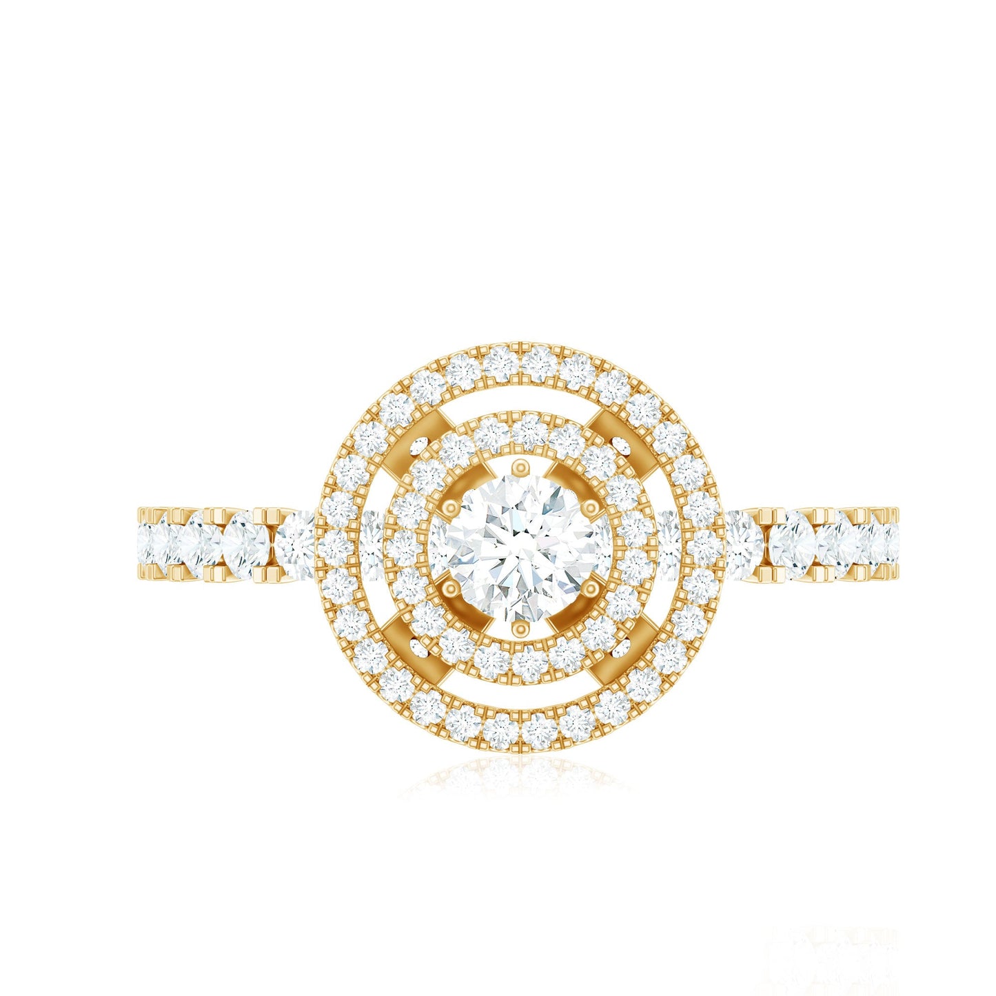 1.50 CT Antique Zircon Double Halo Engagement Ring