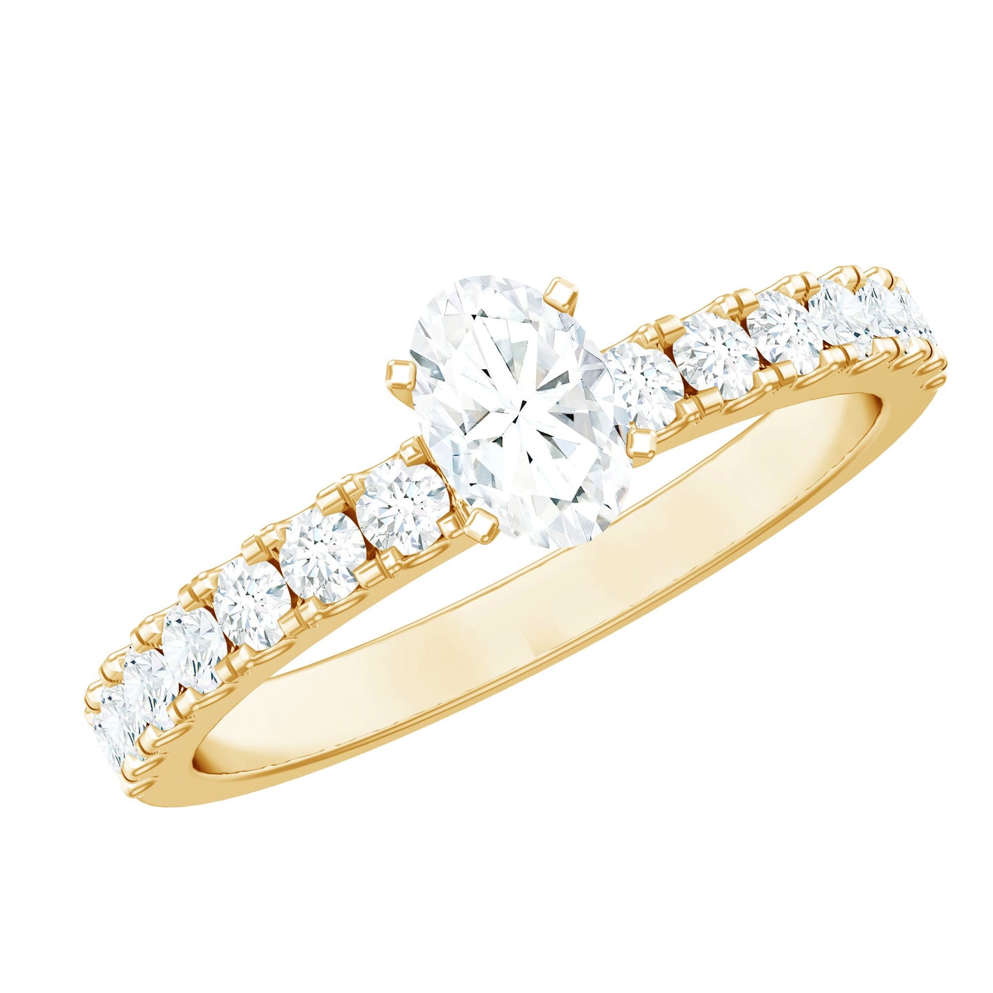 1.25 CT Zircon Solitaire Ring with Side Stones