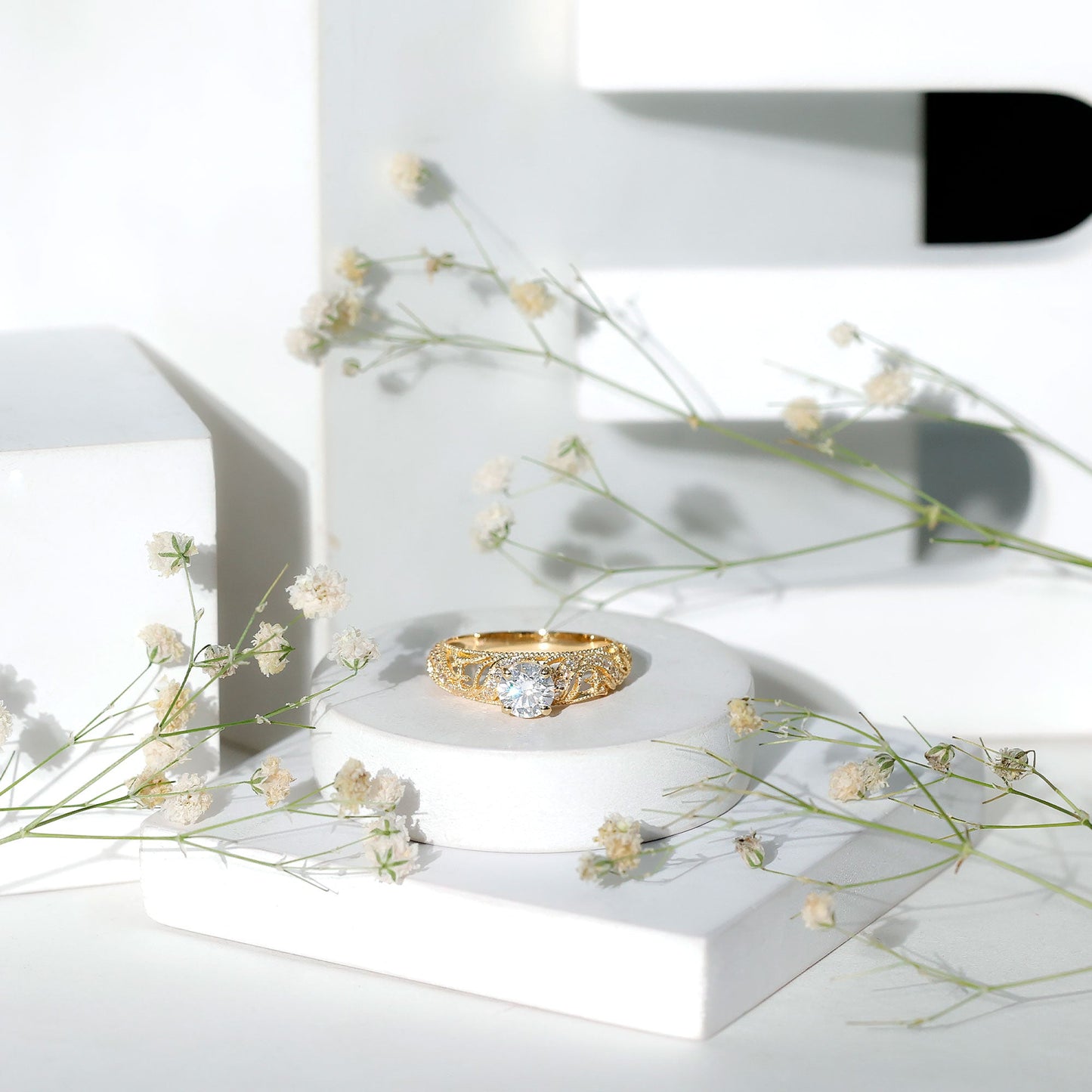 3/4 CT Cubic Zirconia Vintage Inspired Engagement Ring