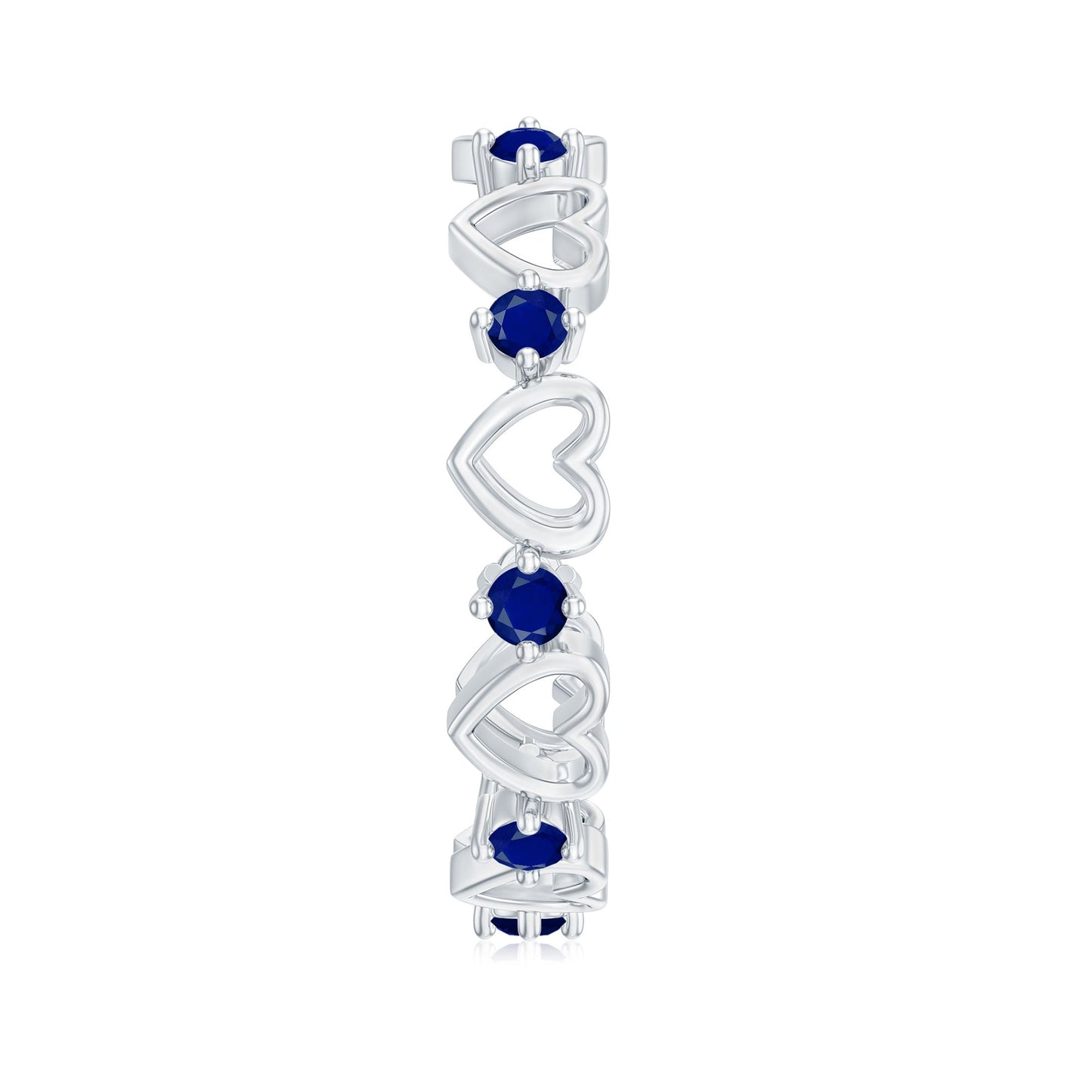1 Carat Blue Sapphire Open Heart Wedding Band Ring