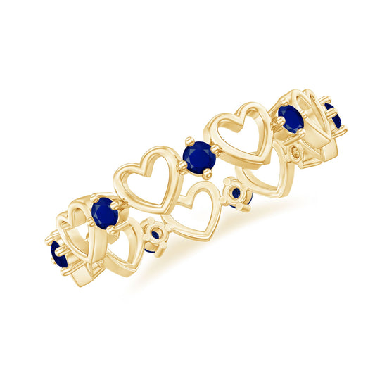 1 Carat Blue Sapphire Open Heart Wedding Band Ring