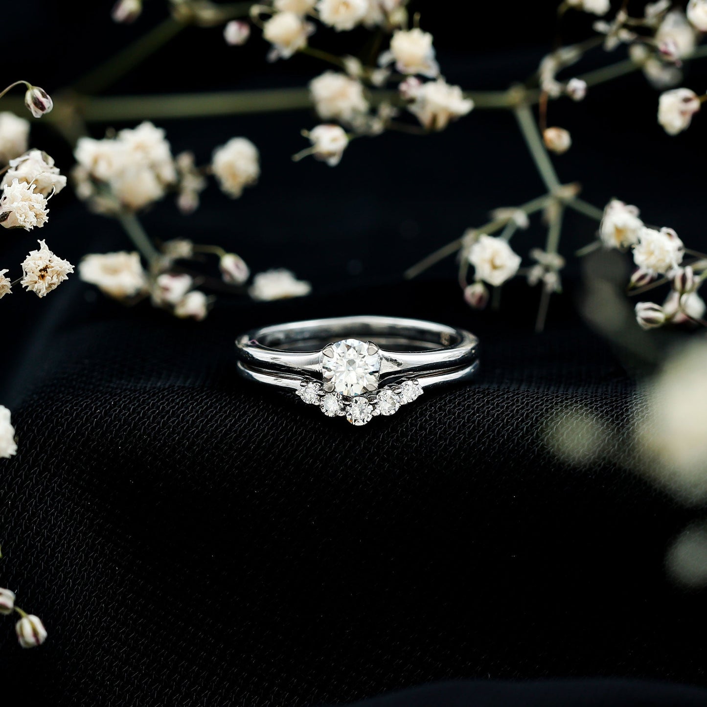 Real Diamond Minimal Wedding Ring Set