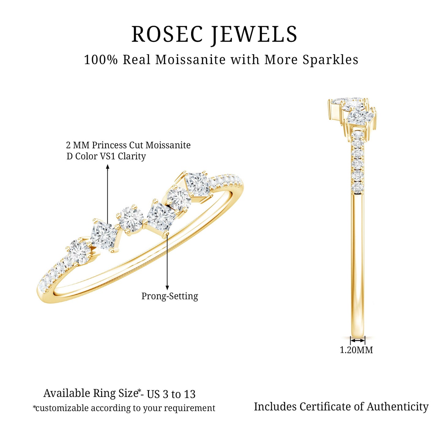 Certified Moissanite Promise Ring for Her