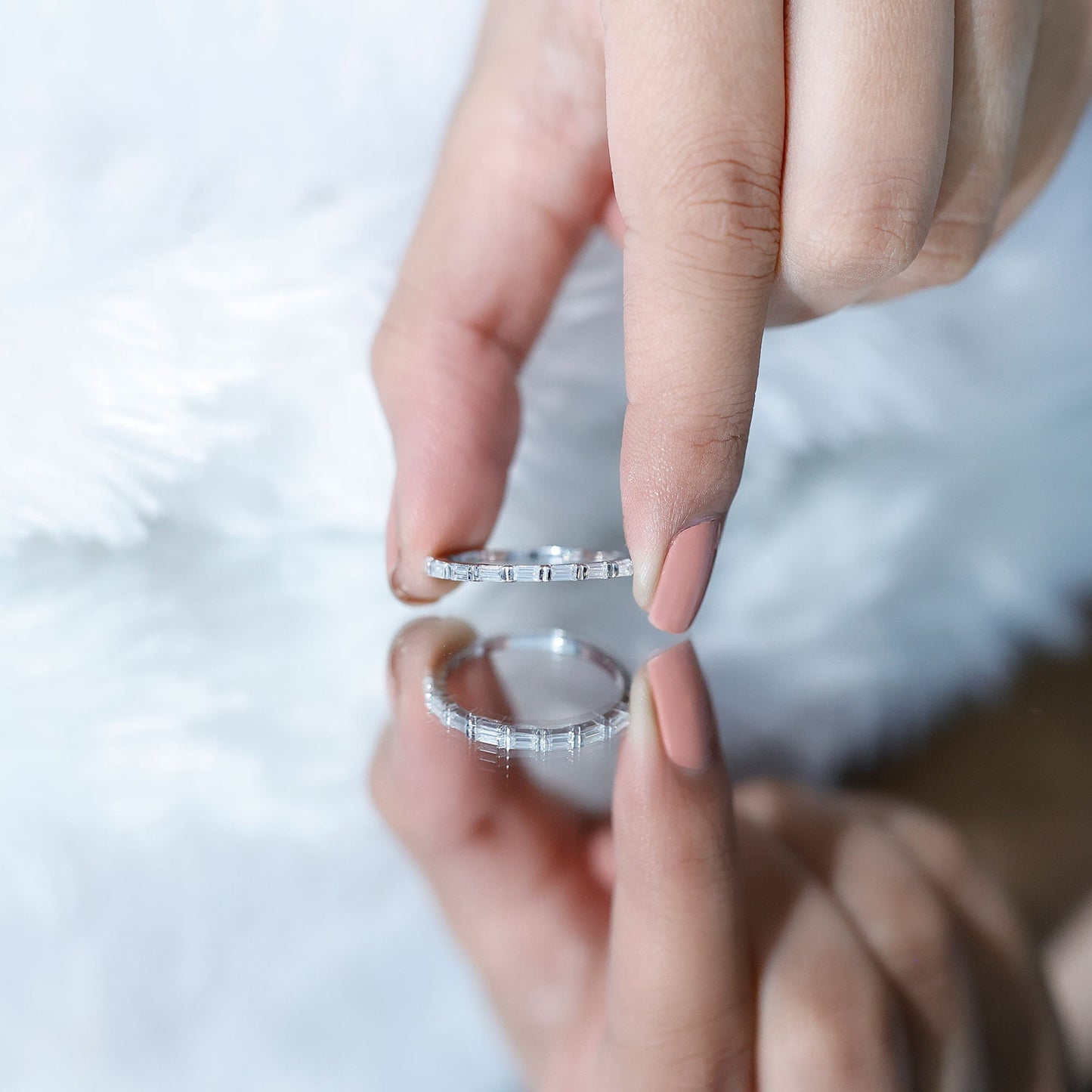 Bar Set Moissanite Eternity East West Ring
