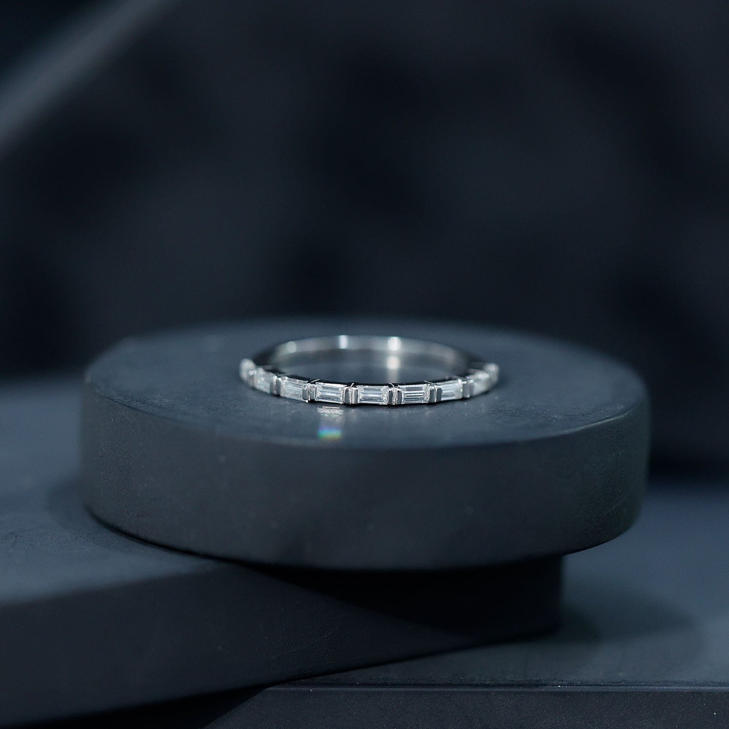 Bar Set Moissanite Eternity East West Ring