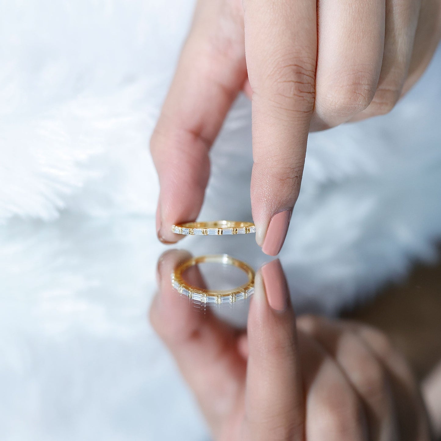 Bar Set Moissanite Eternity East West Ring