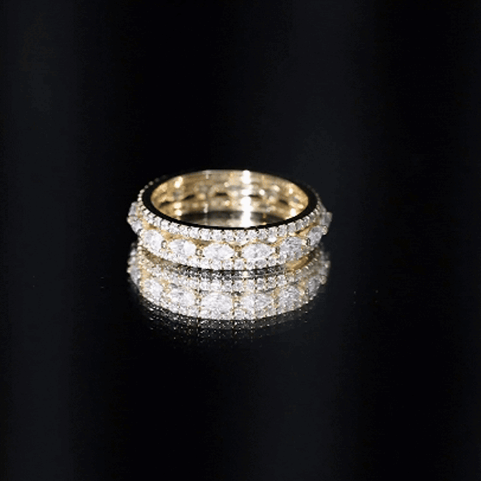 Marquise and Round Shape Moissanite Designer Wedding Band Ring