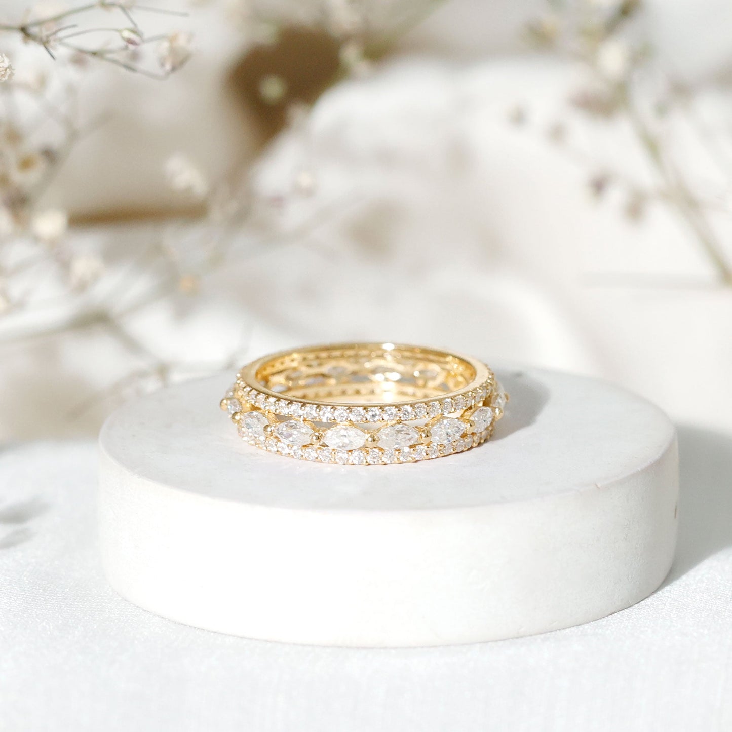 Marquise and Round Shape Moissanite Designer Wedding Band Ring