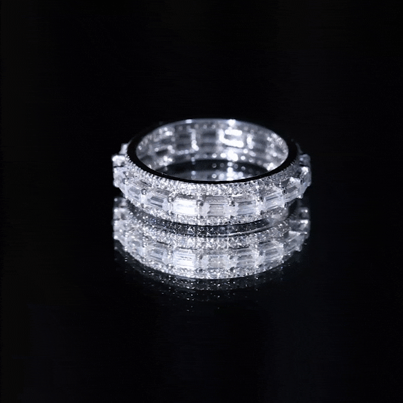 Certified Moissanite 3 Row Eternity Band For Women