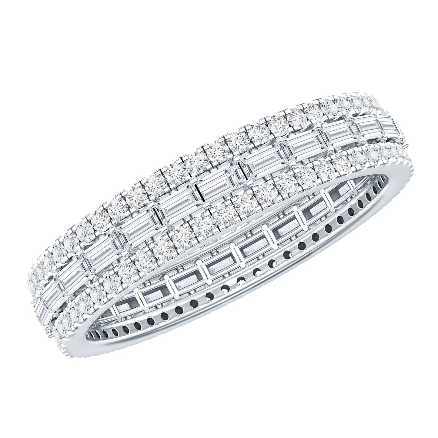 Certified Moissanite 3 Row Eternity Band For Women