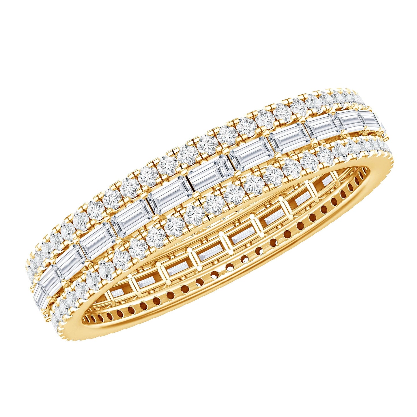 Certified Moissanite 3 Row Eternity Band For Women