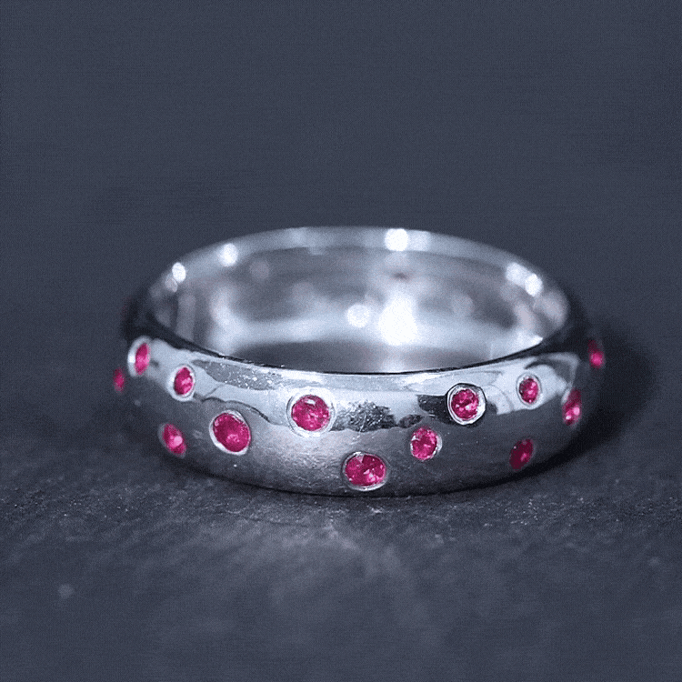Natural Ruby Wide Band Ring for Women