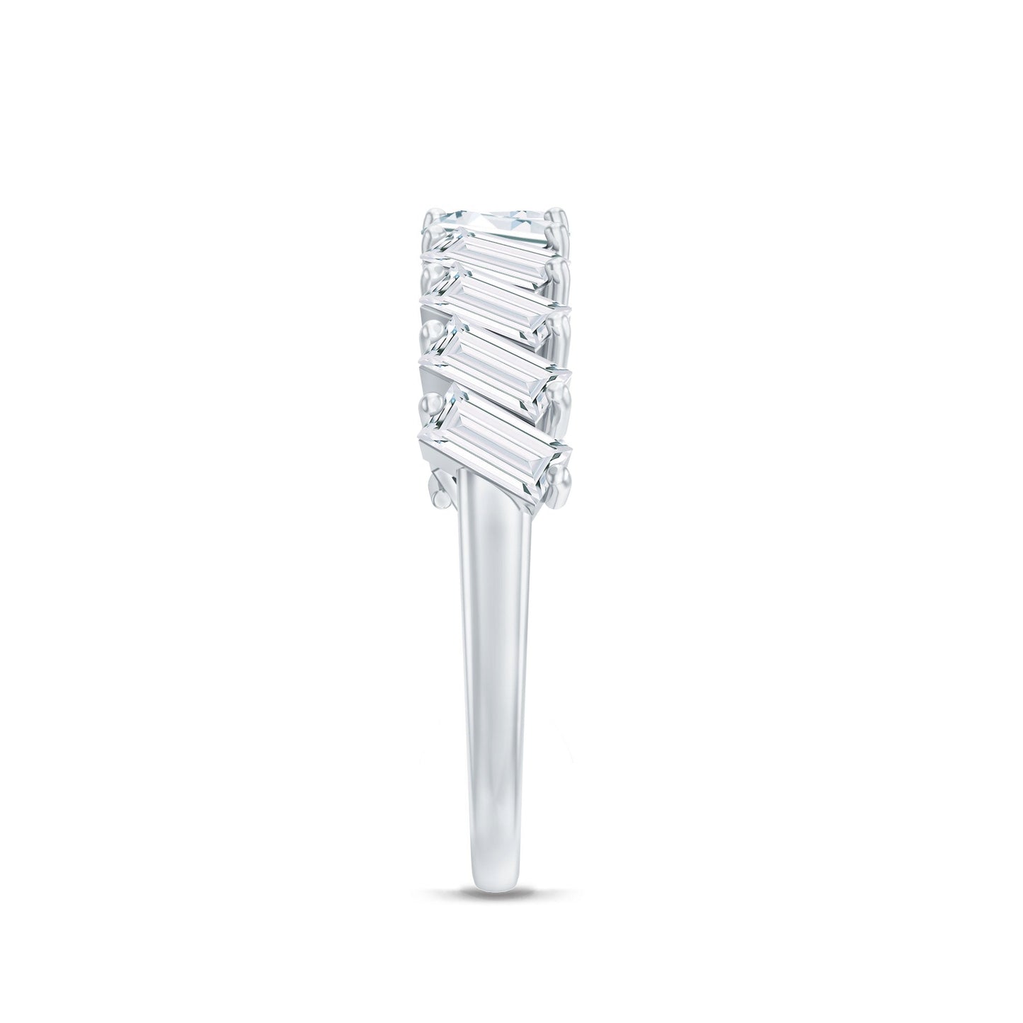 Certified Moissanite Baguette Cut Half Eternity Ring
