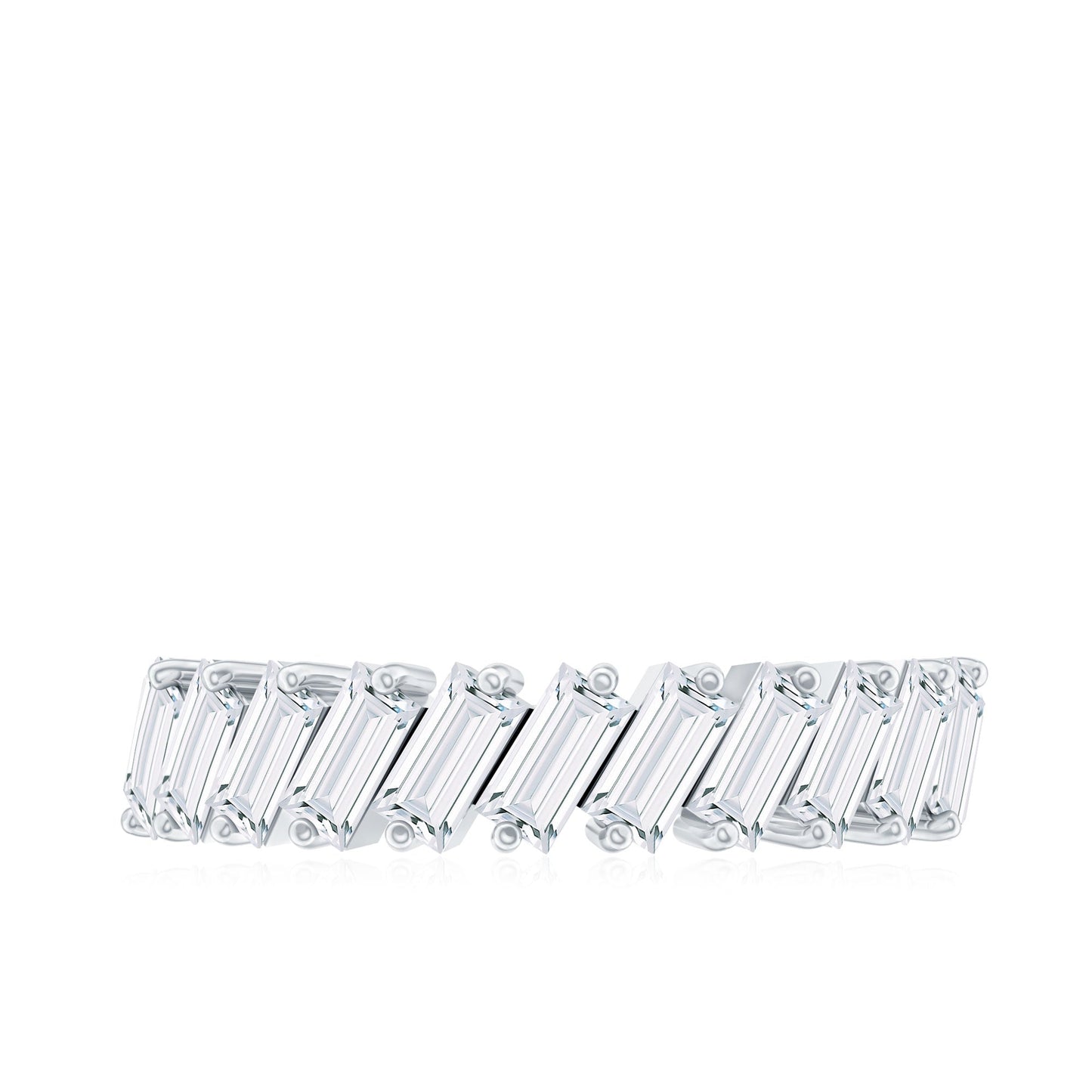 Certified Moissanite Baguette Cut Half Eternity Ring