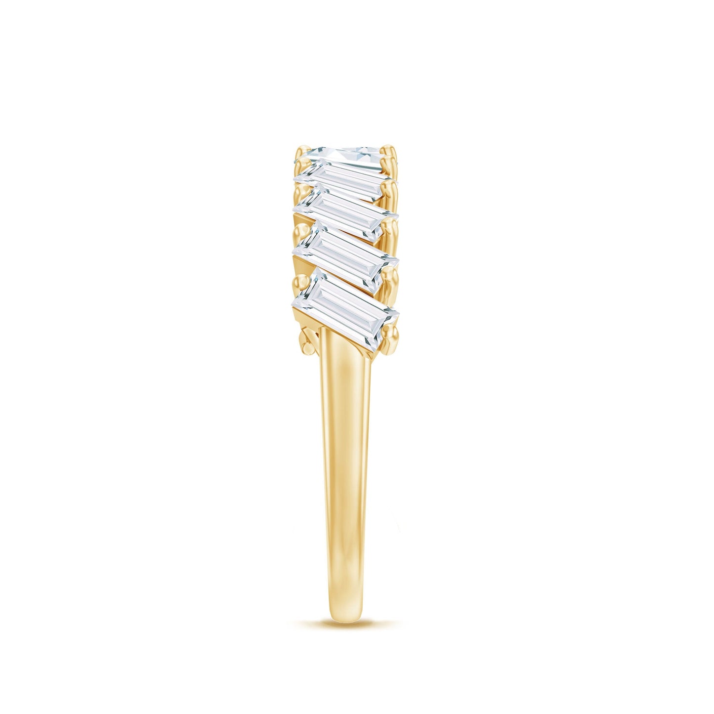 Certified Moissanite Baguette Cut Half Eternity Ring