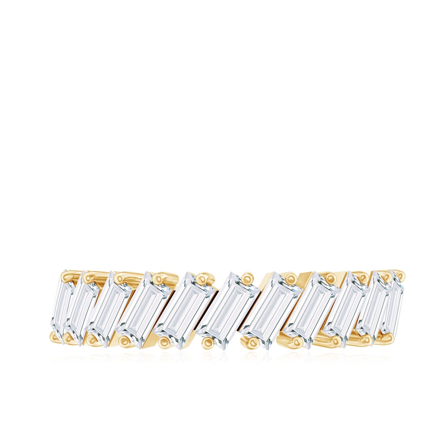 Certified Moissanite Baguette Cut Half Eternity Ring