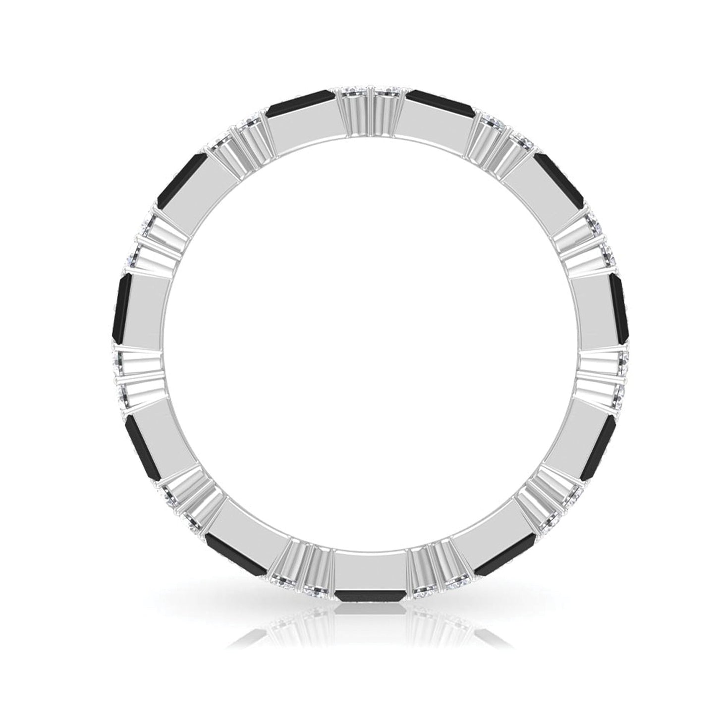 Certified Lab Grown Black and White Diamond 2 Row Eternity Band Ring