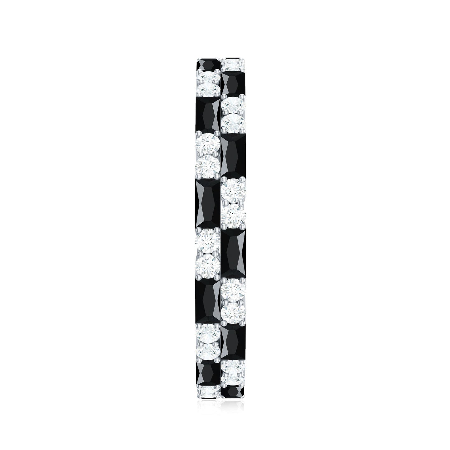 Certified Lab Grown Black and White Diamond 2 Row Eternity Band Ring