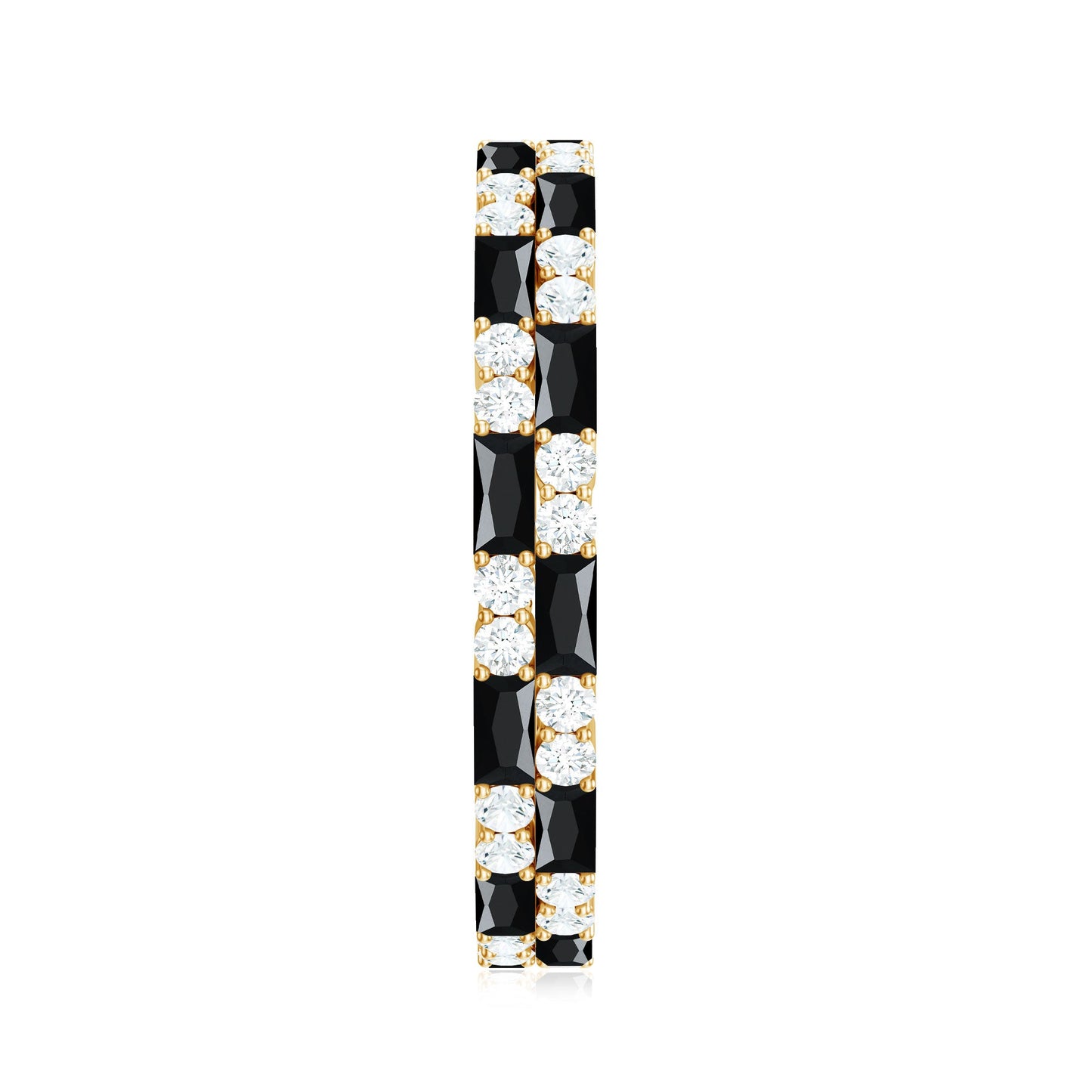 Certified Lab Grown Black and White Diamond 2 Row Eternity Band Ring