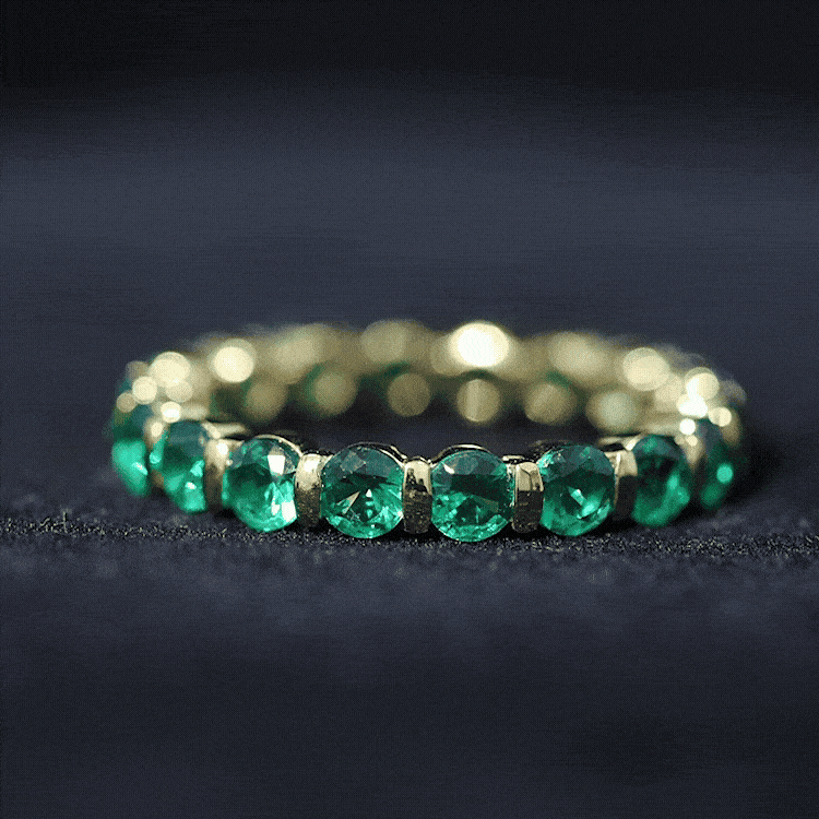 Bar Set Lab Grown Emerald Eternity Ring for Women