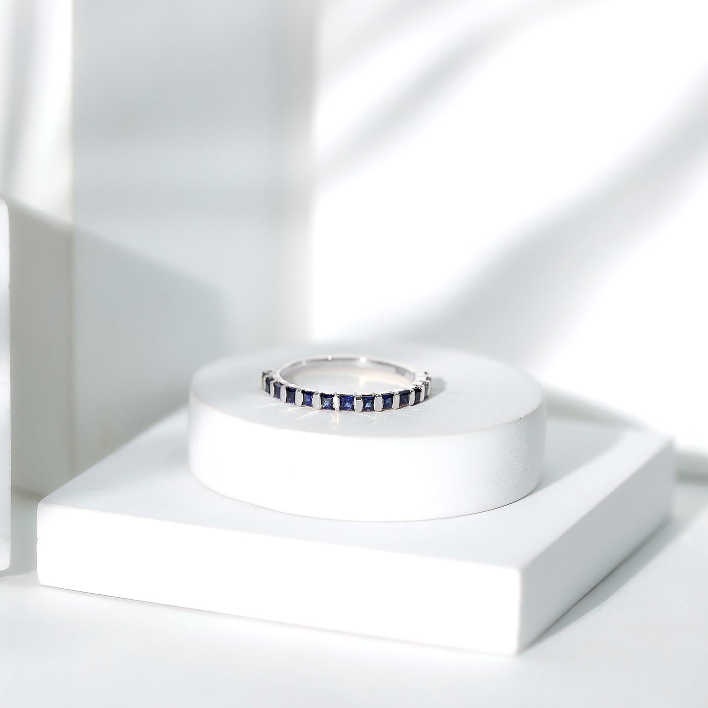 Princess Cut Blue Sapphire Eternity Ring For Women