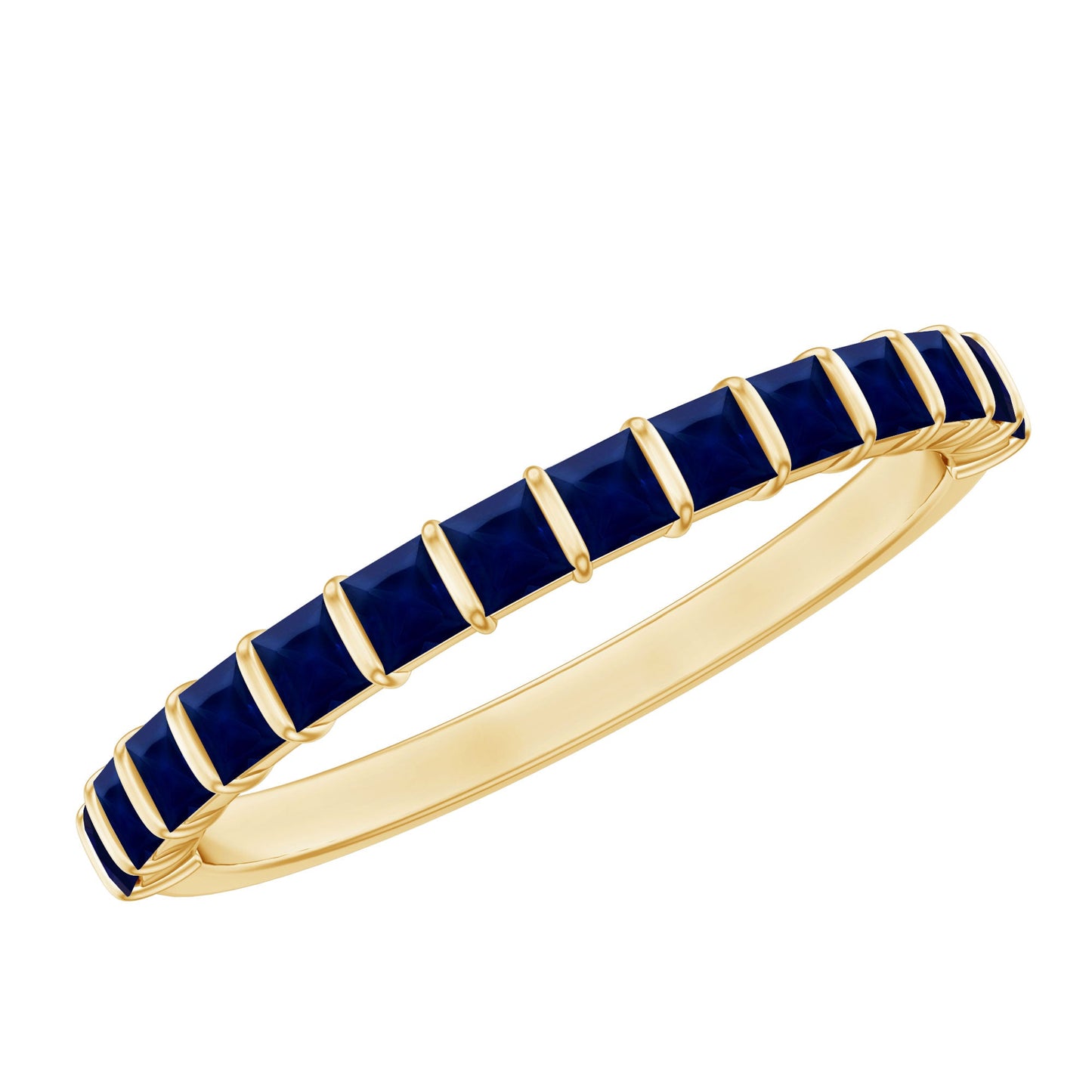Princess Cut Blue Sapphire Eternity Ring For Women