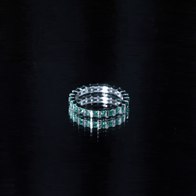 Simple Lab Created Emerald Eternity Wedding Band Ring