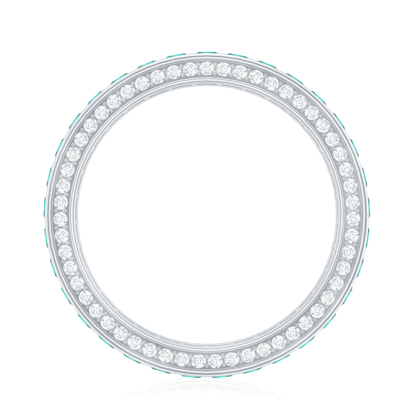Certified Princess Cut Lab Grown Emerald Eternity Wedding Band in Channel Setting