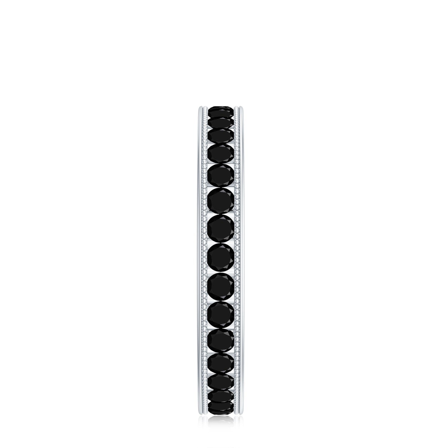 Black Onyx Wedding Band with Milgrain Detailing