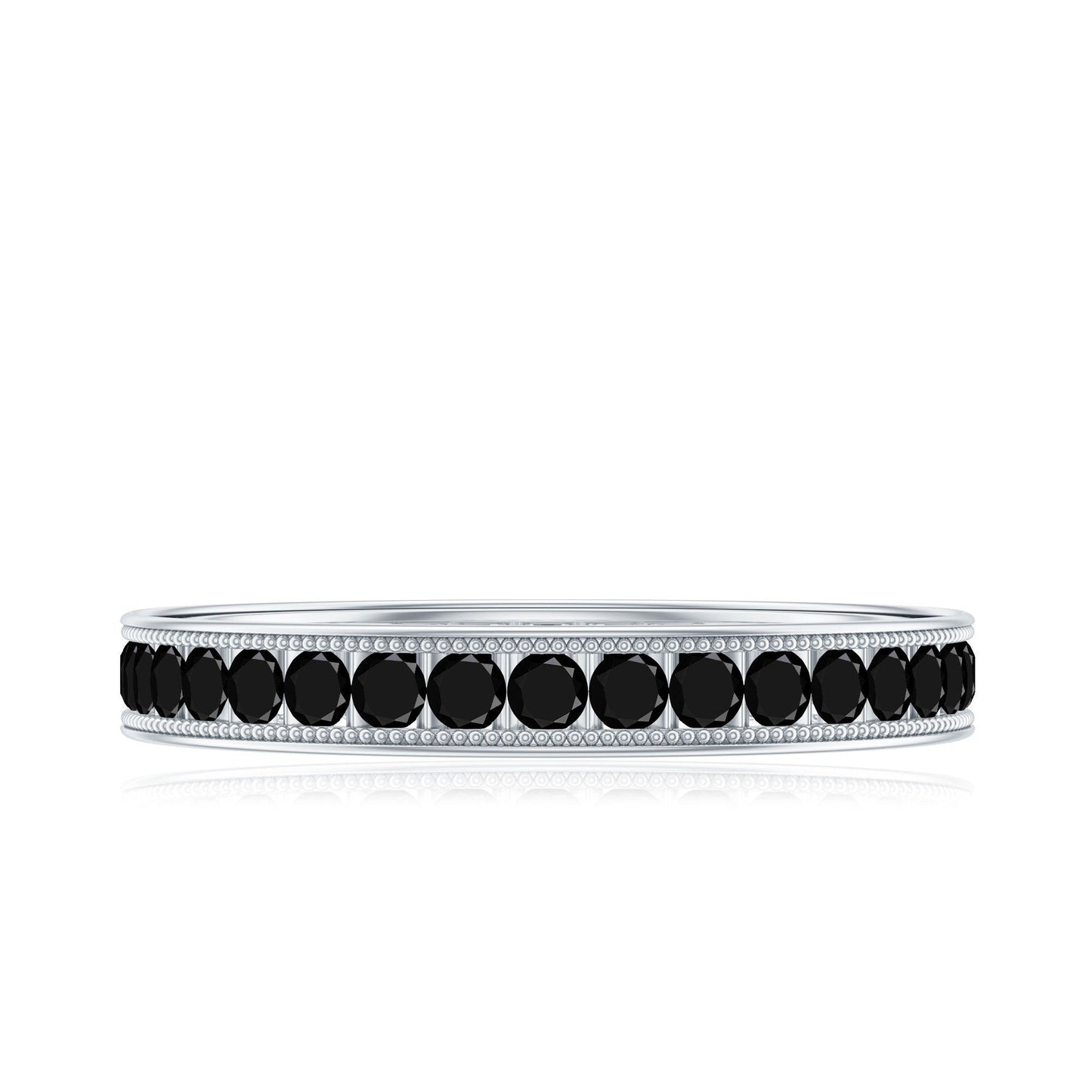 Black Onyx Wedding Band with Milgrain Detailing