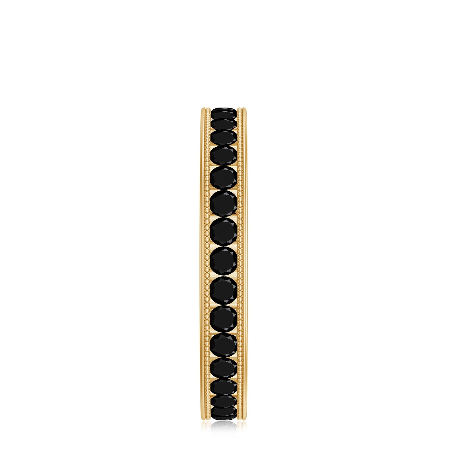 Black Onyx Wedding Band with Milgrain Detailing