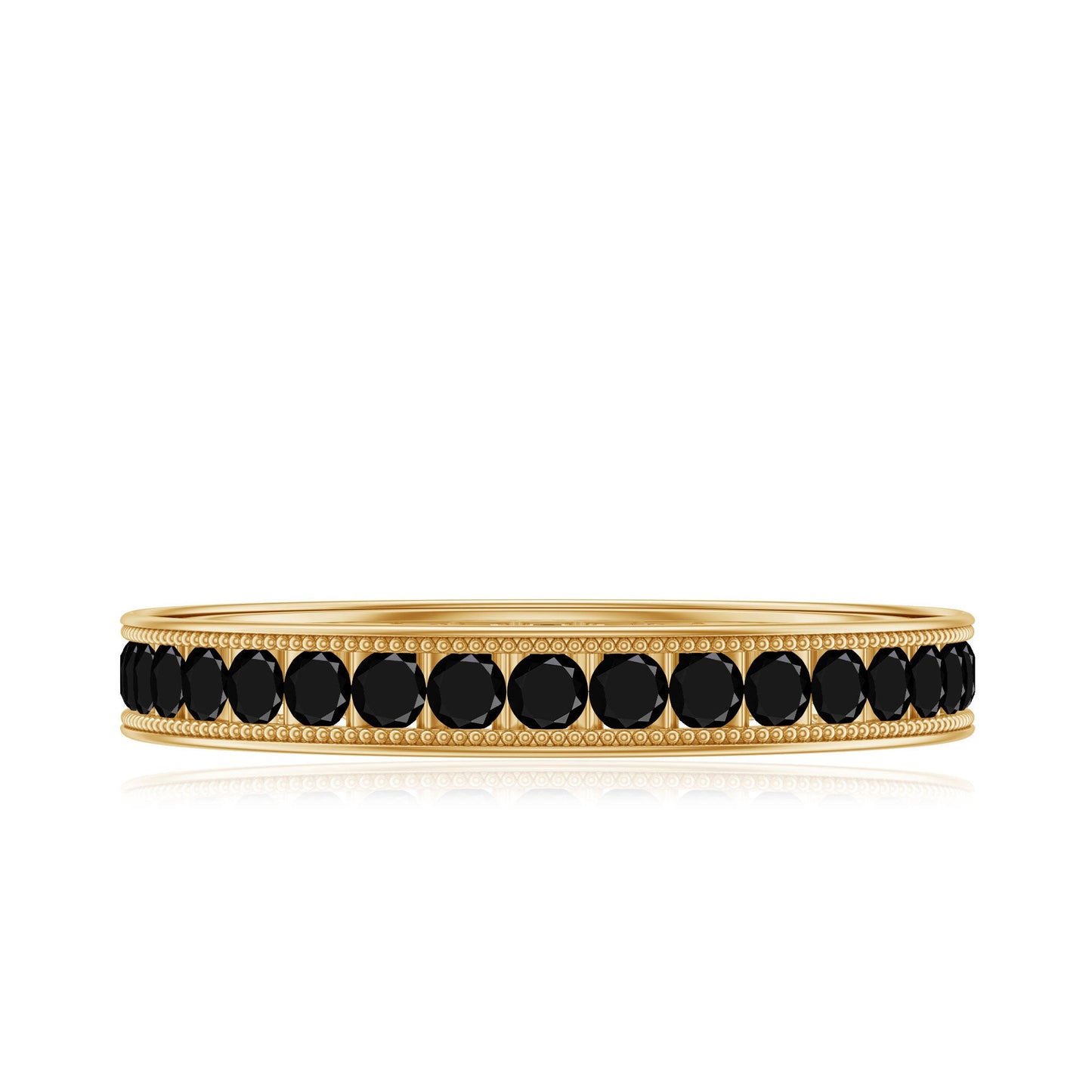 Black Onyx Wedding Band with Milgrain Detailing