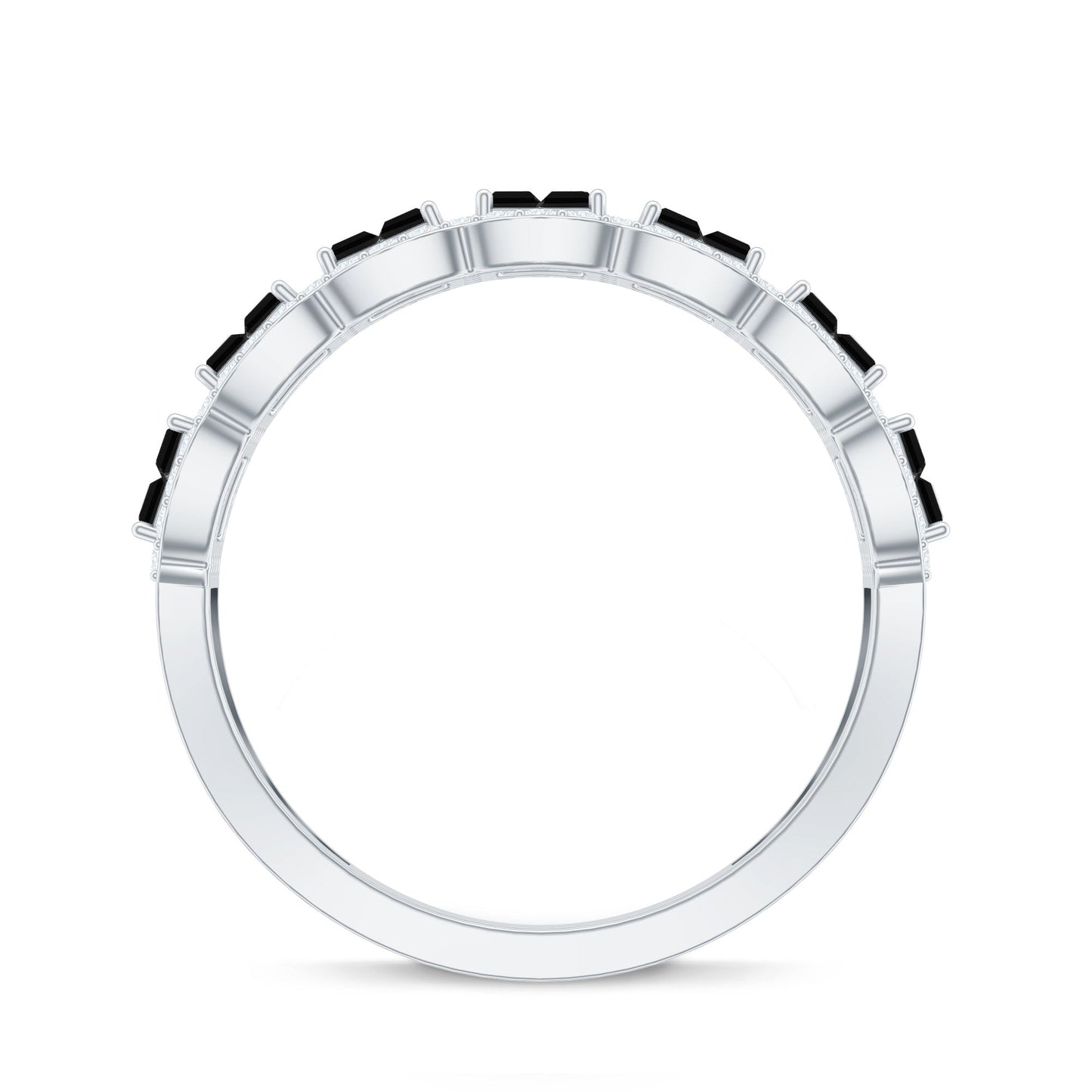 Created Black Diamond and Moissanite Half Eternity Band Ring
